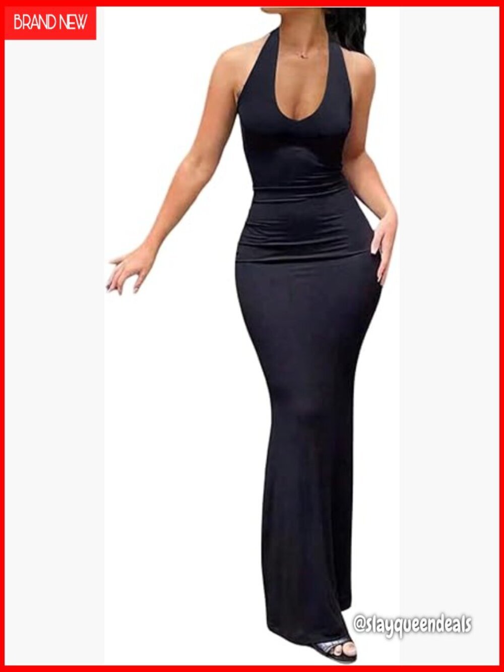 Maxi Halter Tie Back Bodycon Dress Summer Backless Formal